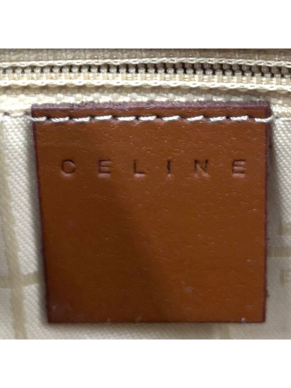 Celine Logo Plate Leather Brown Shoulder Bag Gold - Picture 4 of 15